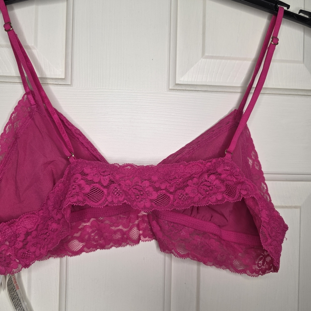 Anthropologie Lace Triangle Bralette in Vibrant Pink New Without Tags - Picture 9 of 10